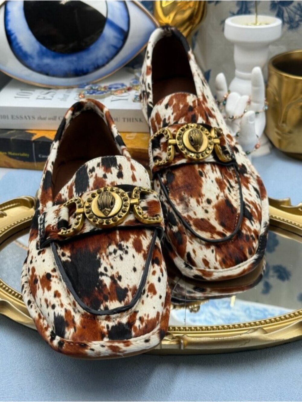 🆕 KURT GEIGER LONDON 🧿 NWOB Mansion Soft Loafer, Cow Print - Sz 39 US8.5 - Picture 6 of 16